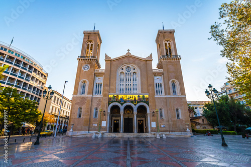 Metropolitan Church of Athens and Agios Eleftherios Church view in Athens. photo