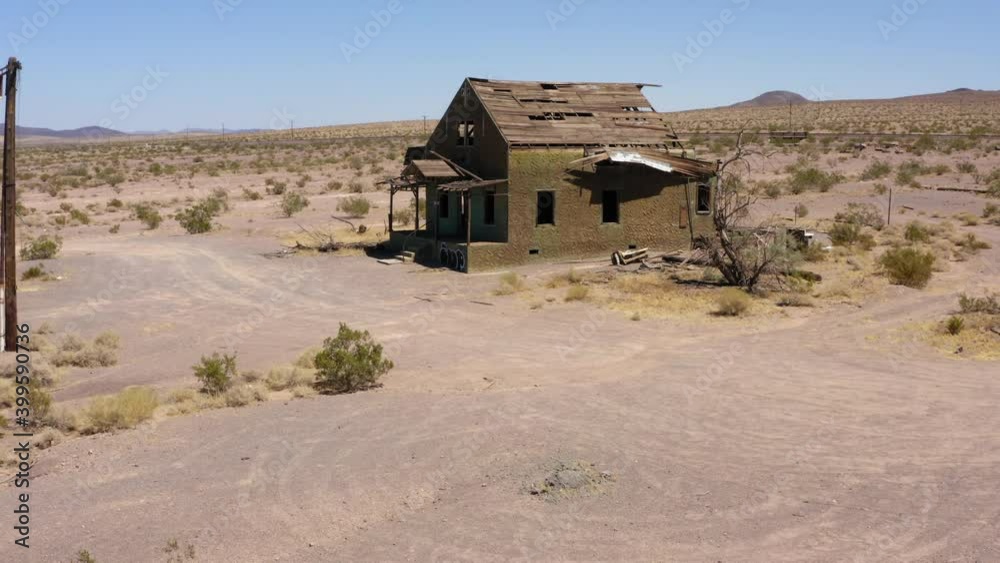 Abandoned Destroyed Old House in Western America Deserts, Approach Abandoned Destroyed Old House in Western America Deserts, Approach
