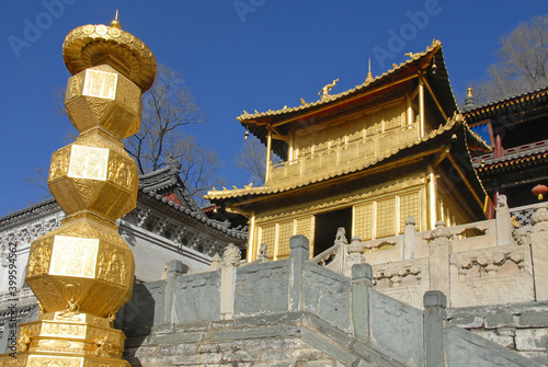 Wutaishan, Shanxi Province in China. This is the Copper Hall (or Bronze Hall) at Xiantong Temple in Wutai Mountain. Wutaishan is one of the four sacred mountains in Chinese Buddhism. photo