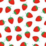 Seamless pattern of ripe strawberry. This fruit design for your business projects.  Perfect for fabrics and decor.  Beautiful vector background.