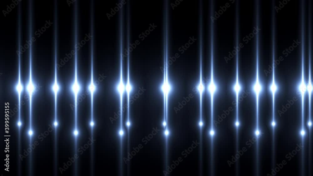 Computer generated bright flood lights background with gold glow round particles. 3d rendering of disco screen
