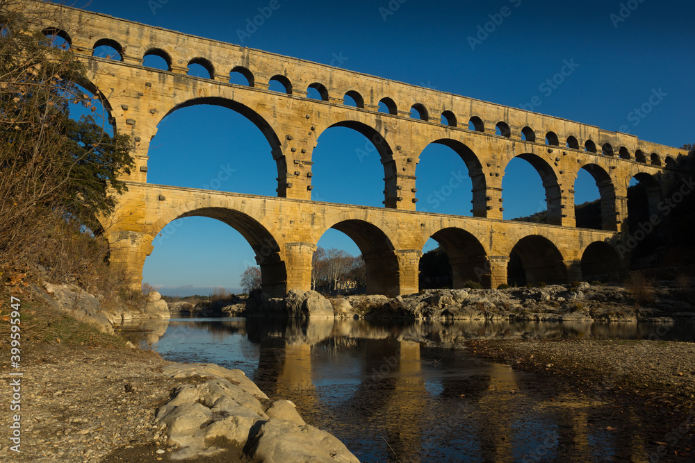The Pont-du-Gard is famous bridge of France outdoor.