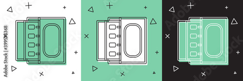 Set Open matchbox and matches icon isolated on white and green, black background. Vector.