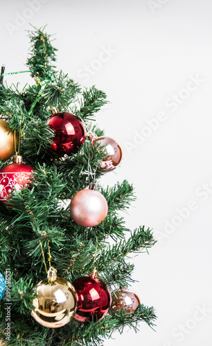 christmas tree and decorations With white space