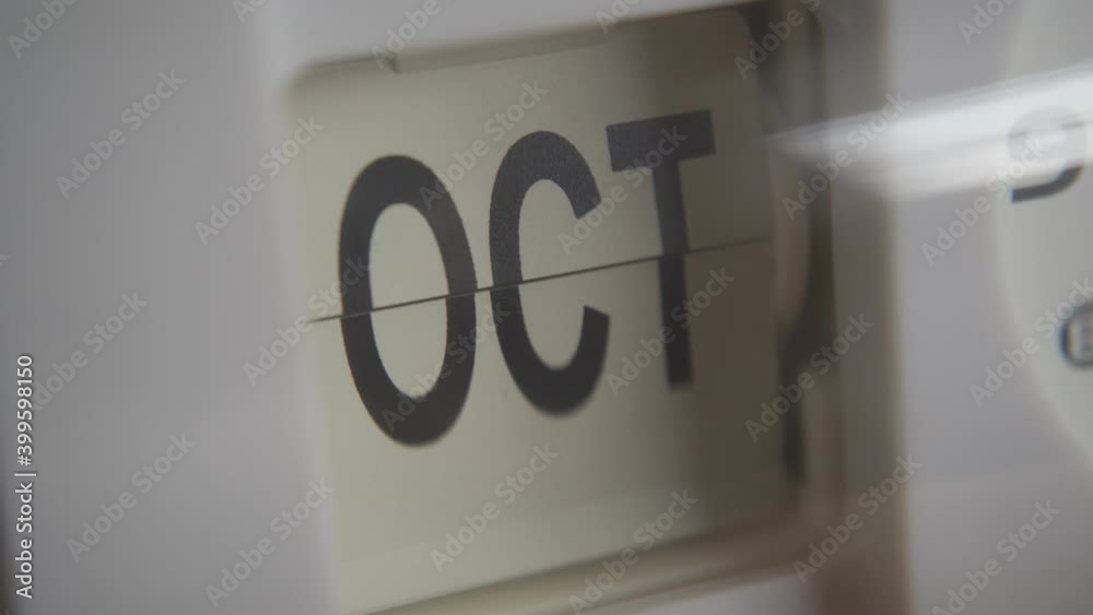 The clock changing the month continuously with zooming in