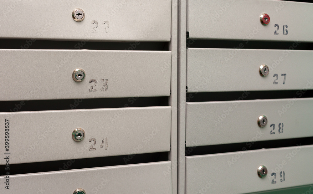 Mailboxes in the lobby of an apartment building in Russia Mailboxes in the lobby of an apartment building in Russia