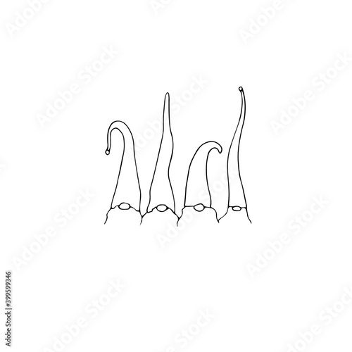 Scandinavian gnomes isolated on white. Vector hand drawn illustration