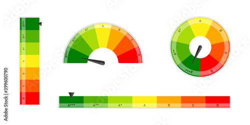 Set european Union energy efficiency rating. Vector illustration.