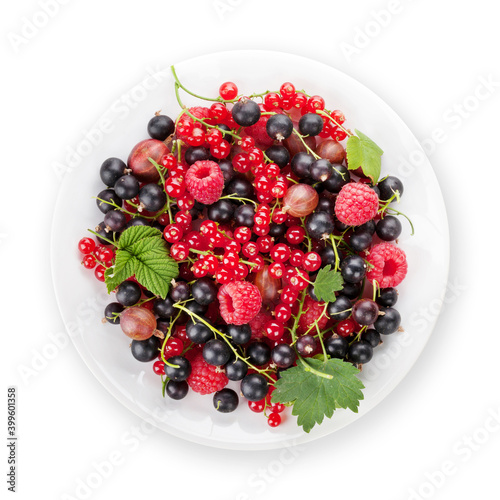 Fresh ripe berries on plate