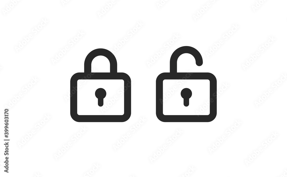 Lock icon in flat style. Security symbol vector illustration. Padlock open an closed. Lock icon in flat style. Security symbol vector illustration. Padlock open an closed.