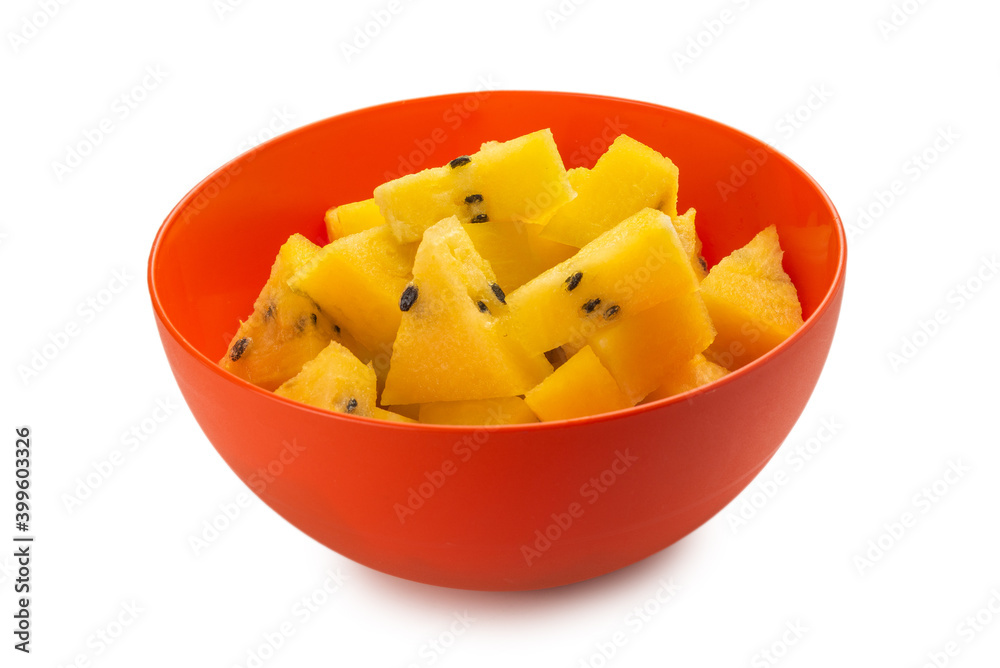 Yellow watermelon isolated on white background. Yellow watermelon isolated on white background.