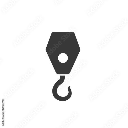 Black Industrial hook icon isolated on white background. Crane hook icon. Vector Illustration