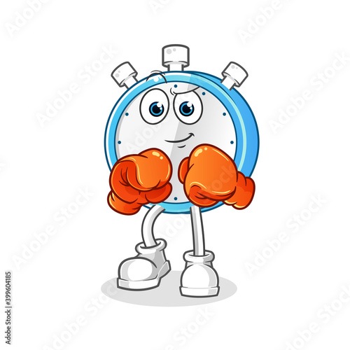 alarm clock boxer character. cartoon mascot vector