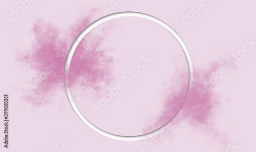 White circle with abstract pastel coral pink color on pastel coral pink background. Minimal natural luxury.
