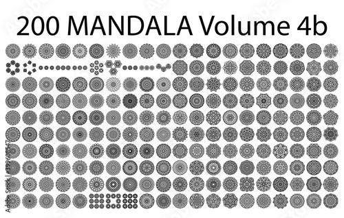 Various mandala collections - 200. Ethnic Mandala ornament. Round pattern set.Templates with doodle tribal mandalas. illustration.