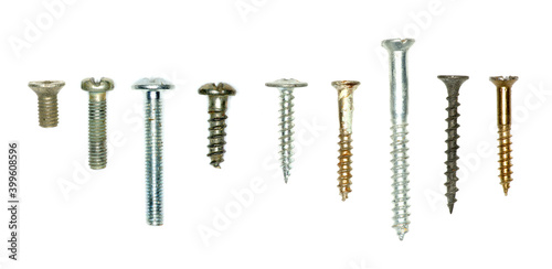 Macro screw  bolts isolated on white background