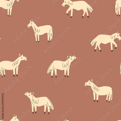 Horse simple childish seamless pattern for kids - for fabric  wrapping  textile  wallpaper  background.