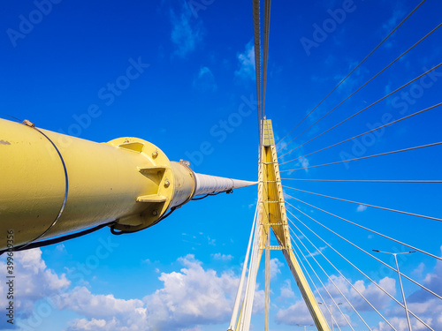 Signature Bridge is a cantilever spar cable-stayed bridge which spans the Yamuna river at Wazirabad section, connecting Wazirabad to East Delhi.