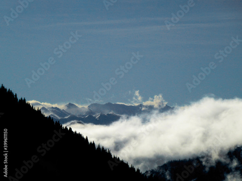 Winter hiking tour to Baumgartenschneid mountain, Tegensee in Bavaria, Germany photo