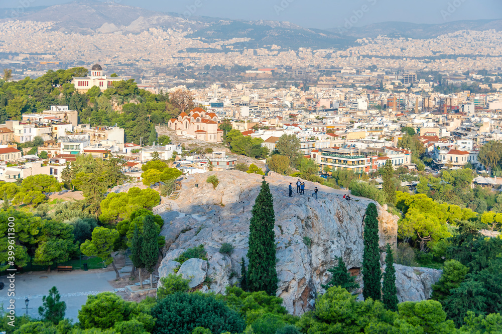 Areopagus Hill view from Acropolis Hill in Athens