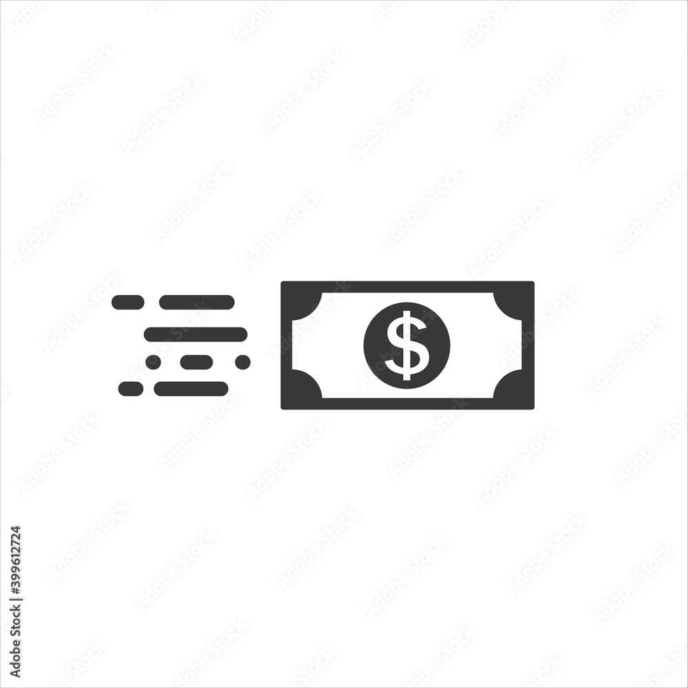 Fast cash icon in flat style. Transfer symbol. Simple money symbol isolated white background. Vector Fast cash icon in flat style. Transfer symbol. Simple money symbol isolated white background. Vector