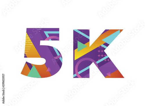 5K Concept Retro Colorful Word Art Illustration