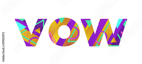 Vow Concept Retro Colorful Word Art Illustration