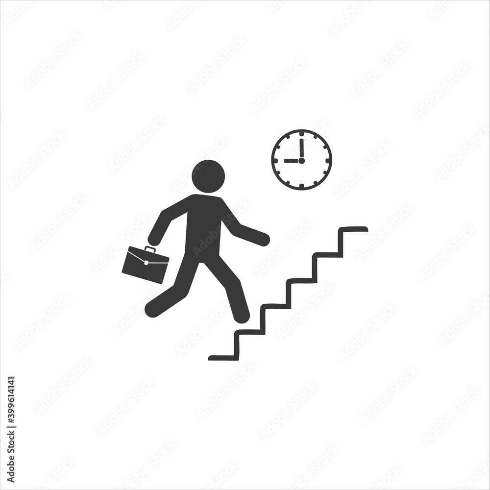Businessman climbs the career ladder. achievements. performance schedule. Success, growth rates. Vector icon illustration