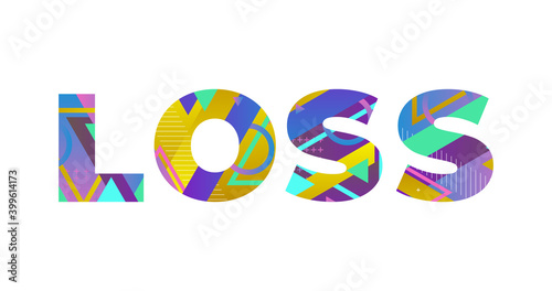 Loss Concept Retro Colorful Word Art Illustration