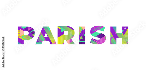 Parish Concept Retro Colorful Word Art Illustration
