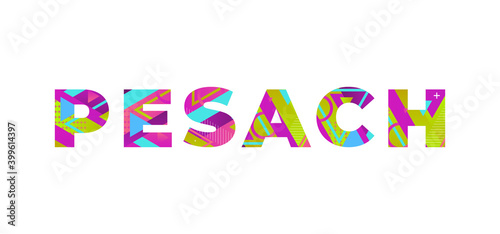 Pesach Concept Retro Colorful Word Art Illustration