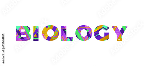 Biology Concept Retro Colorful Word Art Illustration