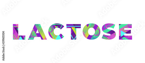 Lactose Concept Retro Colorful Word Art Illustration