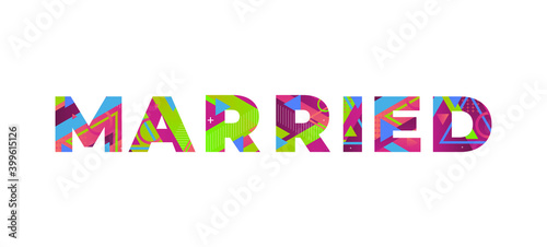 Married Concept Retro Colorful Word Art Illustration