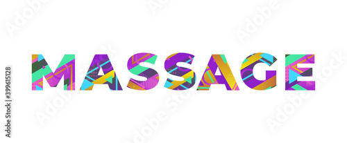 Massage Concept Retro Colorful Word Art Illustration