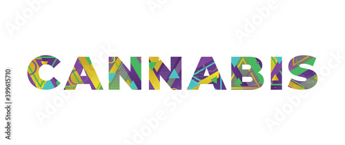 Cannabis Concept Retro Colorful Word Art Illustration