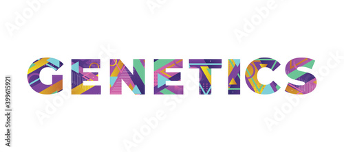 Genetics Concept Retro Colorful Word Art Illustration