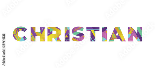 Christian Concept Retro Colorful Word Art Illustration