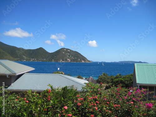 Where the island meets the sea, landscape of the beach on the island of Tortola in the Caribbean, circa 2010