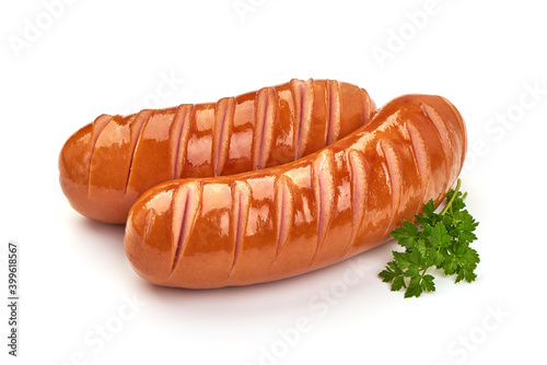 Grilled Pork Sausages, isolated on white background