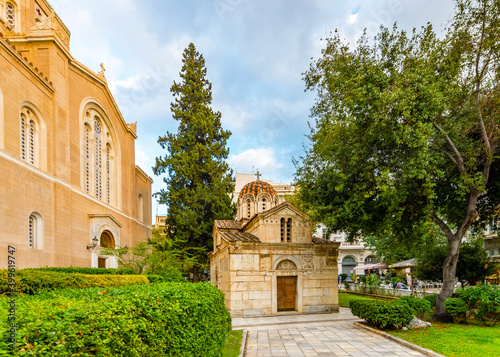 Metropolitan Church of Athens and Agios Eleftherios Church view in Athens.