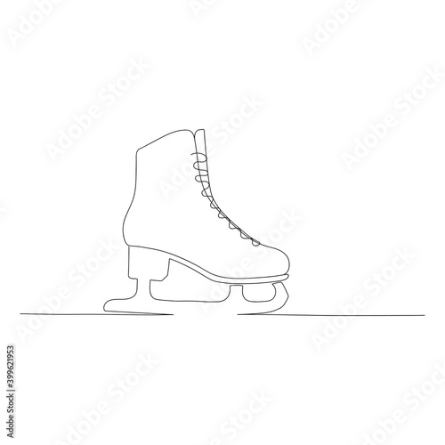 Skates single line drawing. Abstract sports shoes modern design. Vector illustration. Continuous one line art style.
