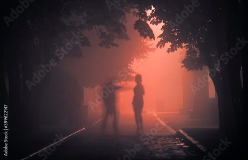 A maniac on a foggy street at night attacks a passerby.