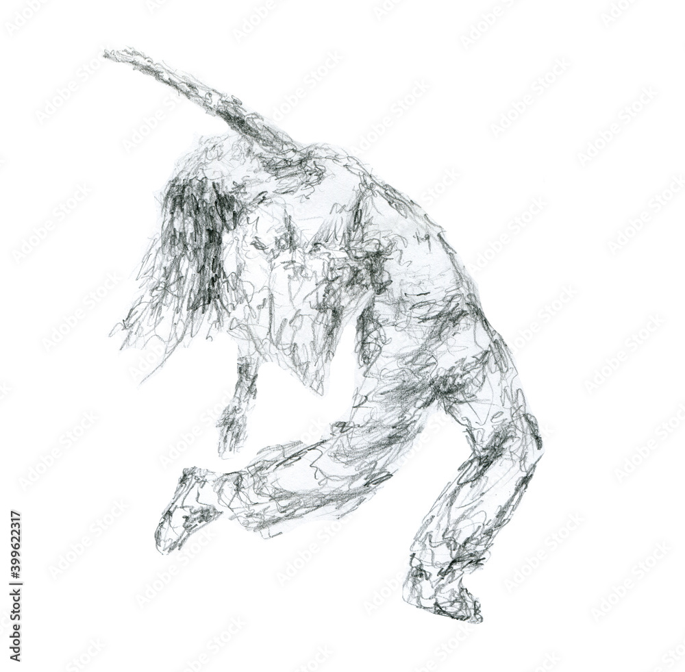Fototapeta premium Hip-hop dancer moves within the music. people lyfestyle sketch