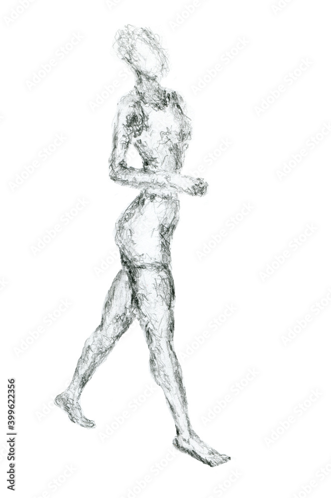 A woman relaxed and walking. Fitness people sketch A woman relaxed and walking. Fitness people sketch