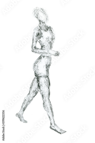 A woman relaxed and walking. Fitness people sketch