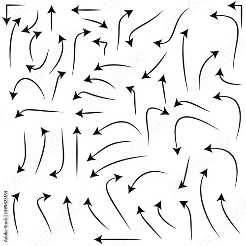 Set of rough hand drawn, handmade elements arrows, waypoints isolated on white background EPS Vector