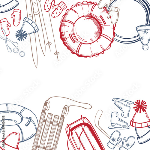  Snow Tube And Snow Slide. Vector   background.