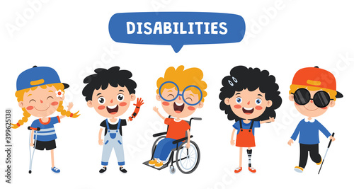 Funny Cartoon Handicapped Kid Posing