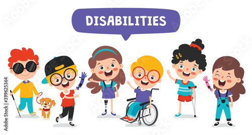 Funny Cartoon Handicapped Kid Posing